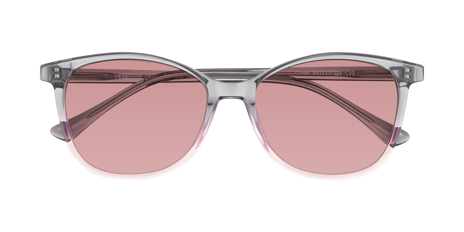 Folded Front of Creek in Gray/Pink with Medium Garnet Tinted Lenses