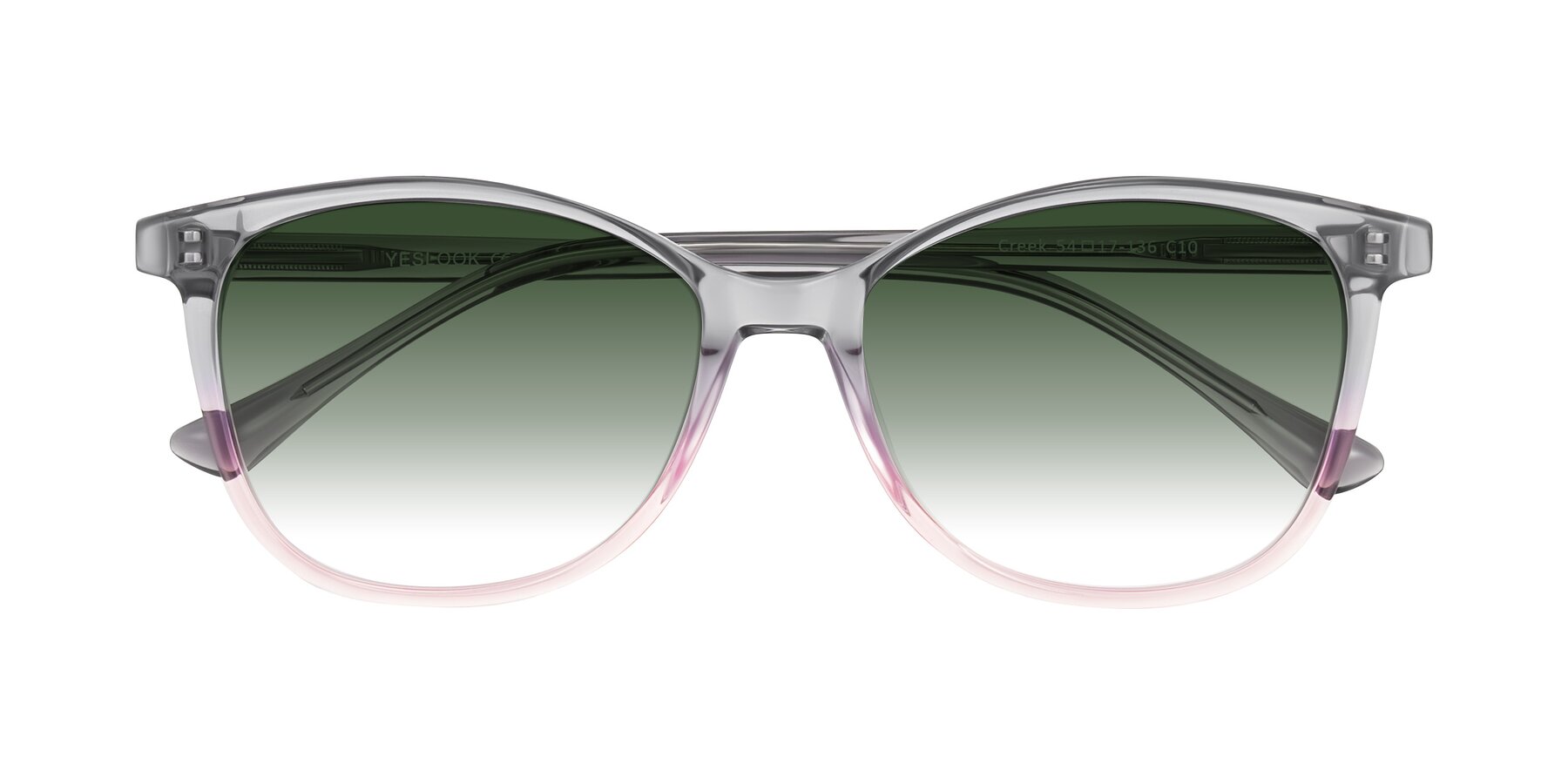 Folded Front of Creek in Gray/Pink with Green Gradient Lenses