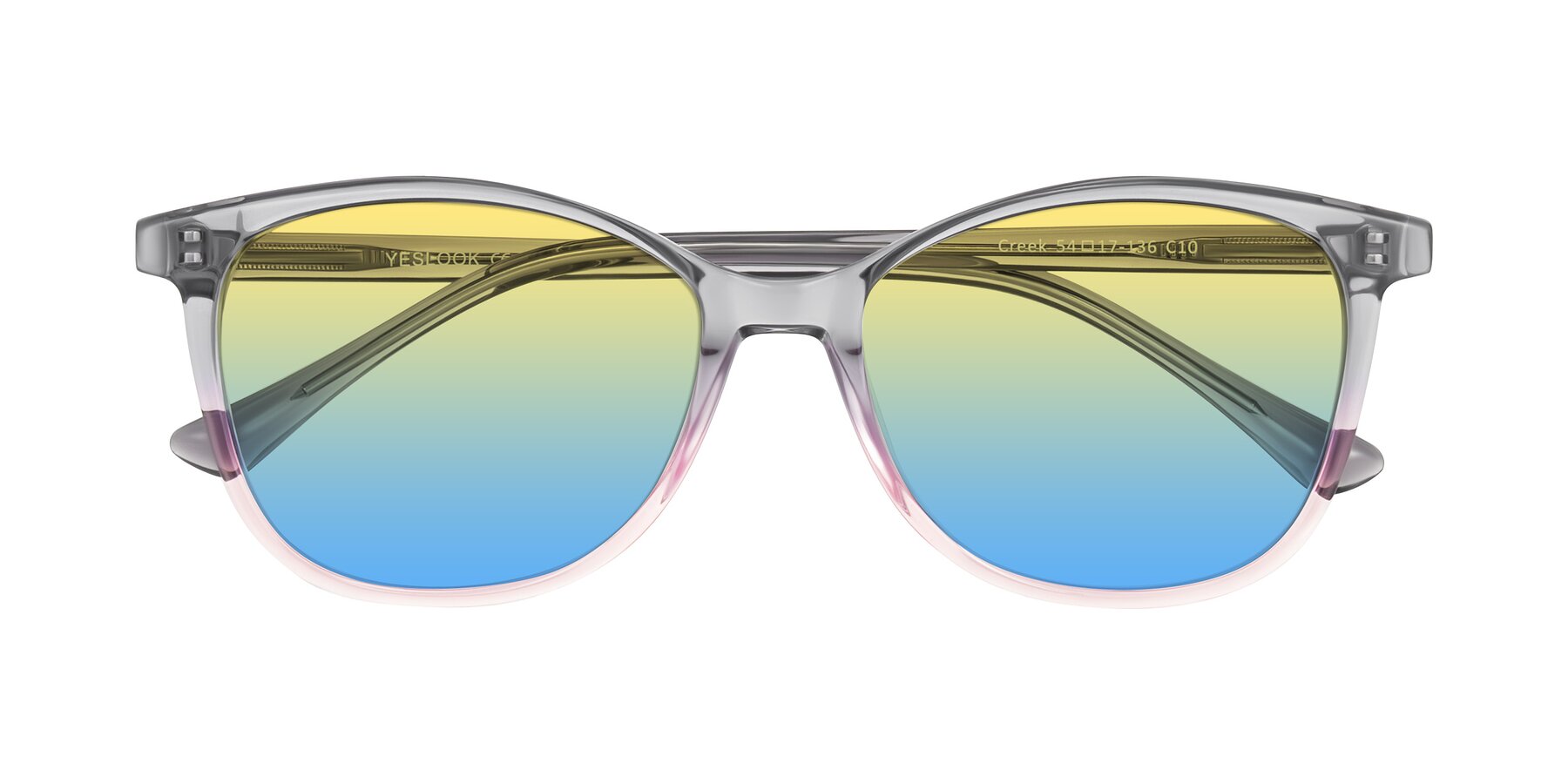 Folded Front of Creek in Gray/Pink with Yellow / Blue Gradient Lenses