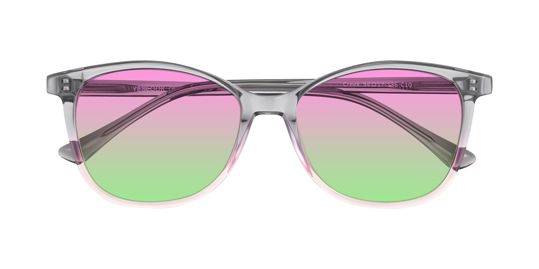 Folded Front of Creek in Gray/Pink with Pink / Green Gradient Lenses