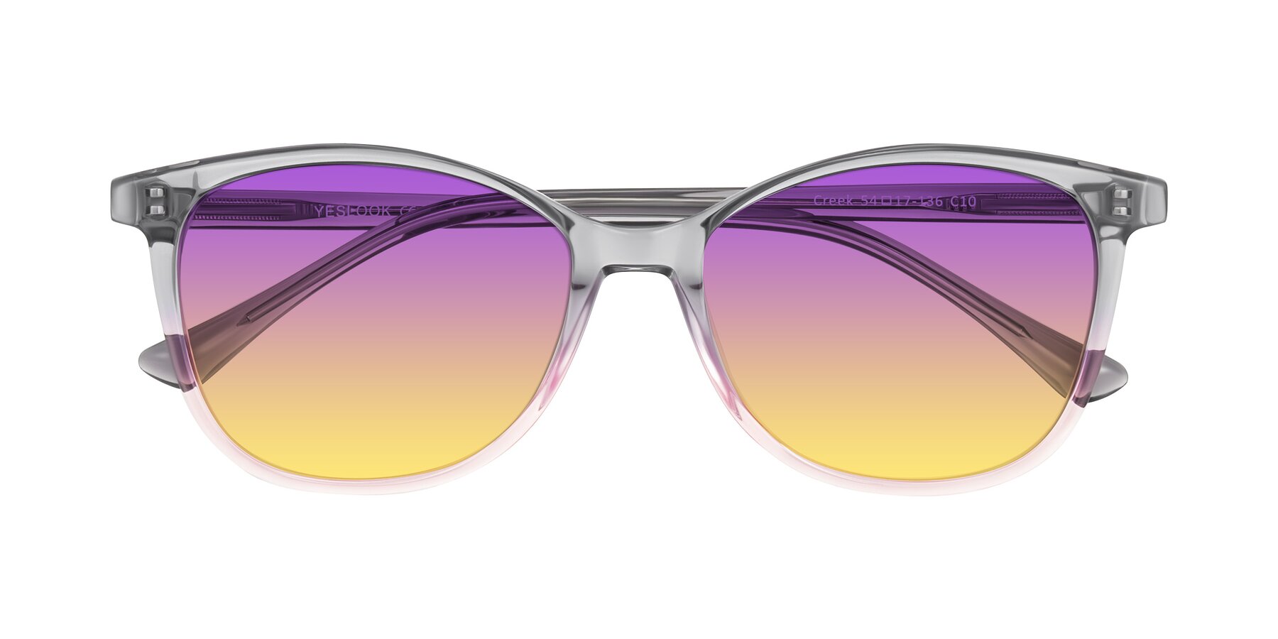 Folded Front of Creek in Gray/Pink with Purple / Yellow Gradient Lenses