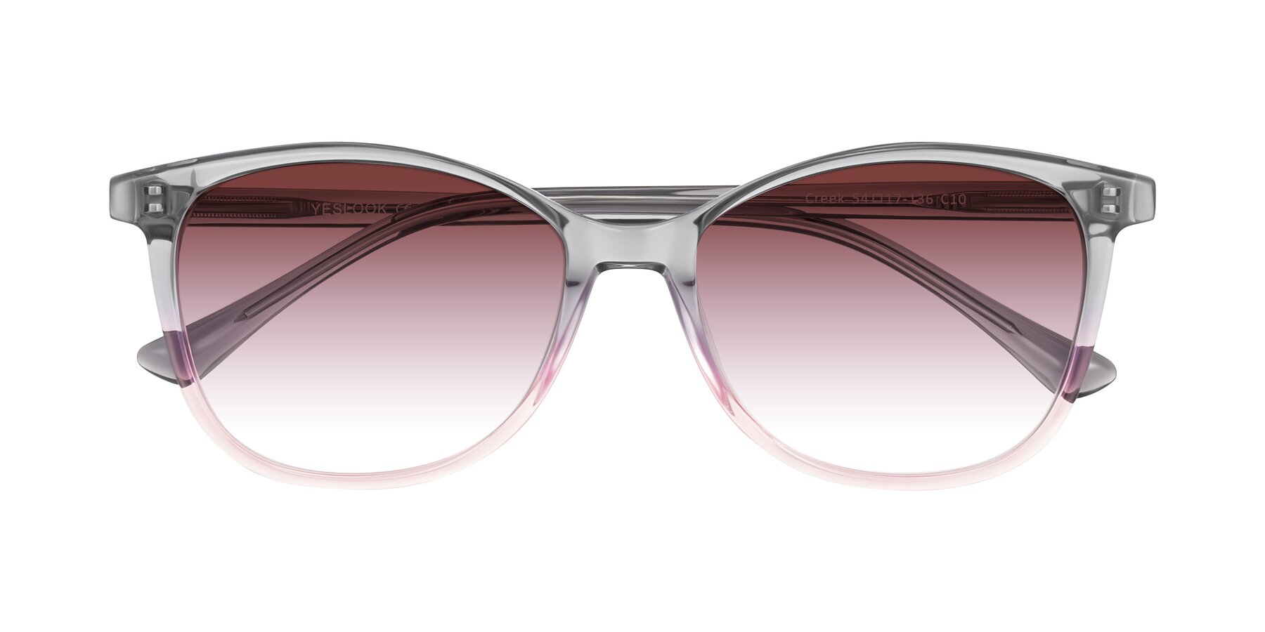 Folded Front of Creek in Gray/Pink with Garnet Gradient Lenses