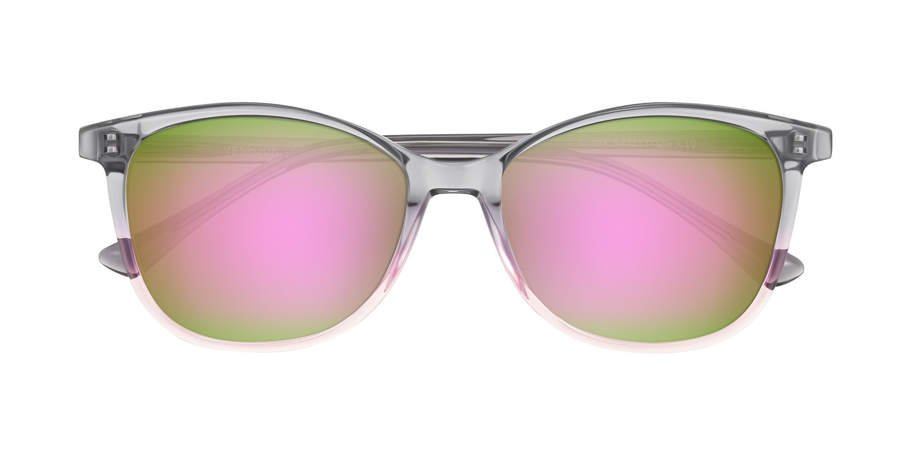 Folded Front of Creek in Gray/Pink with Pink Mirrored Lenses