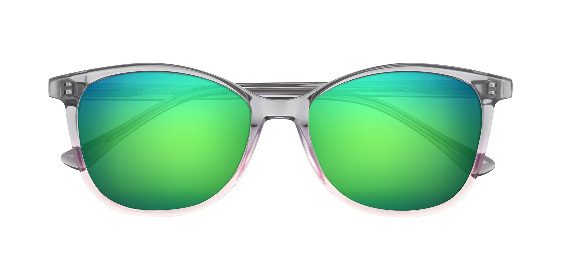 Folded Front of Creek in Gray/Pink with Green Mirrored Lenses