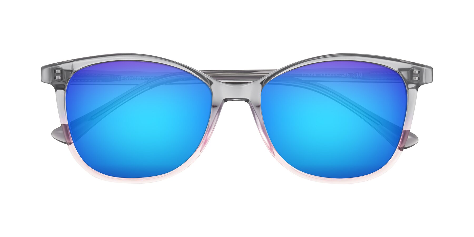 Folded Front of Creek in Gray/Pink with Blue Mirrored Lenses