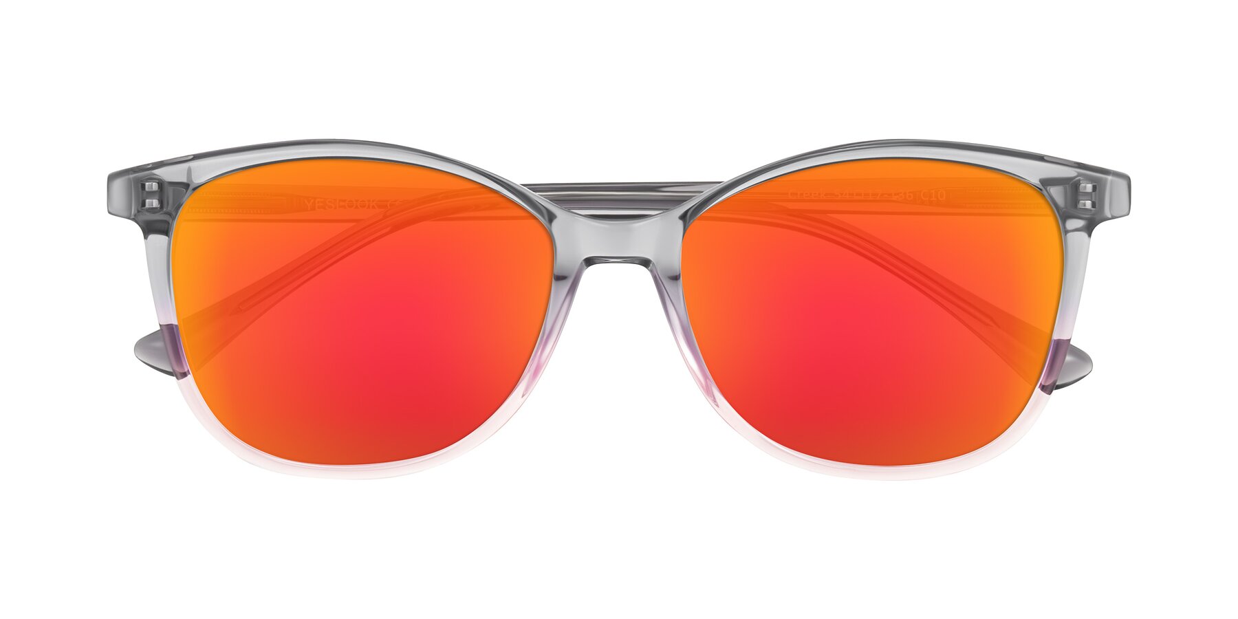 Folded Front of Creek in Gray/Pink with Red Gold Mirrored Lenses