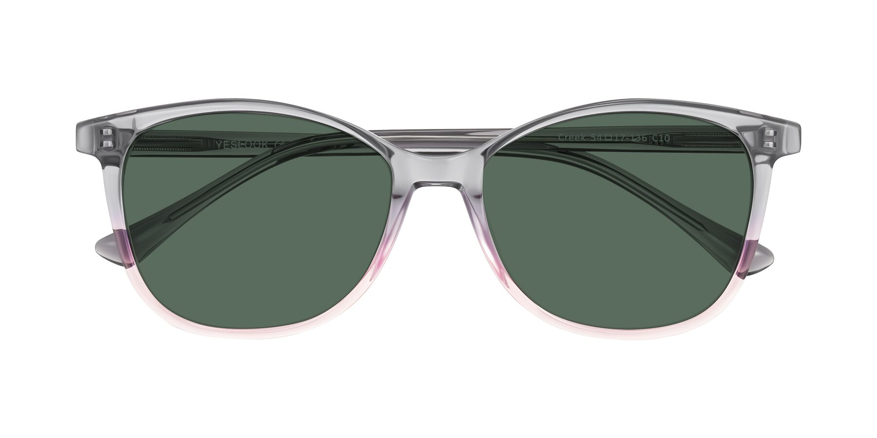 Folded Front of Creek in Gray/Pink with Green Polarized Lenses