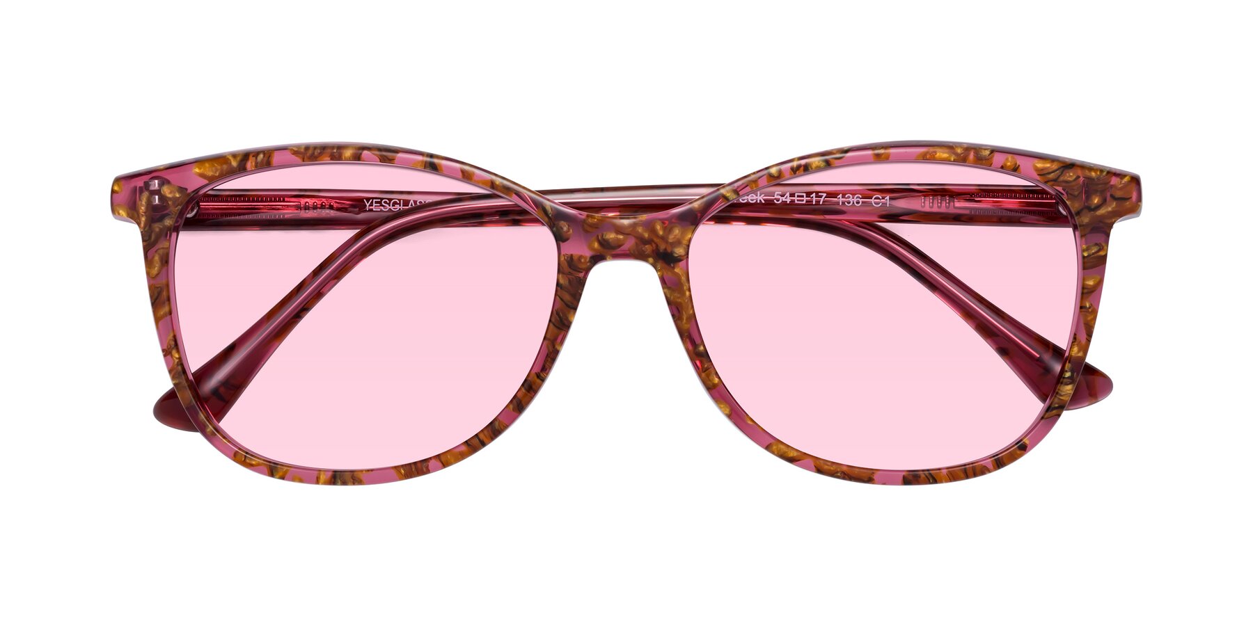 Folded Front of Creek in Red Floral with Light Pink Tinted Lenses