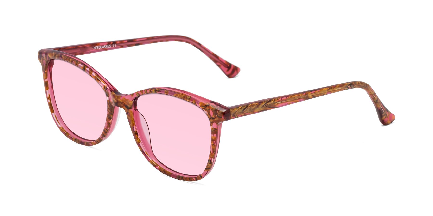 Angle of Creek in Red Floral with Light Pink Tinted Lenses