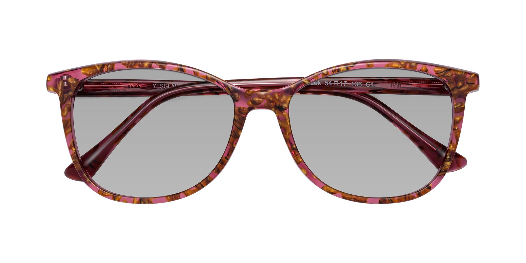 Folded Front of Creek in Red Floral with Light Gray Tinted Lenses