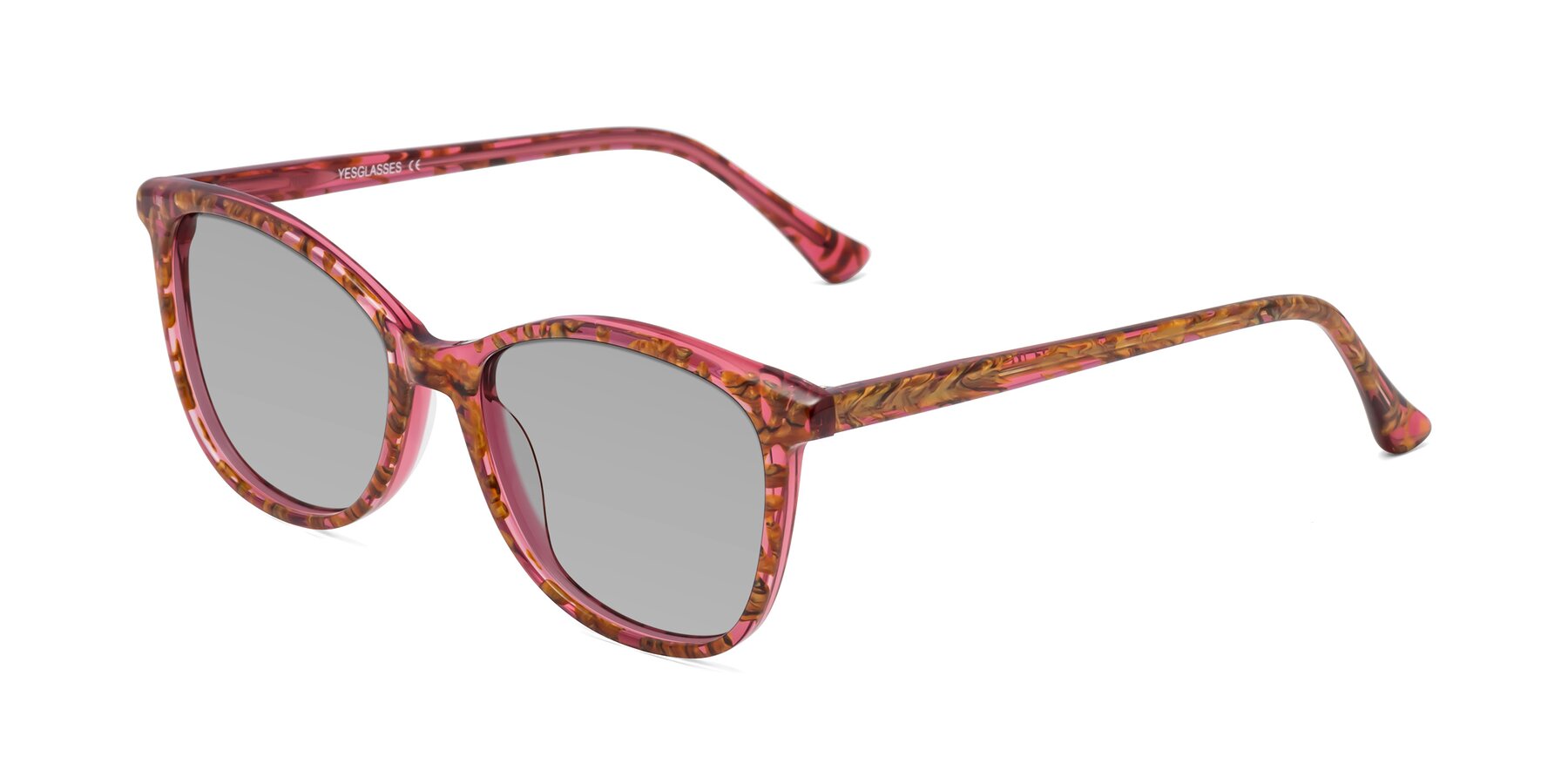 Angle of Creek in Red Floral with Light Gray Tinted Lenses