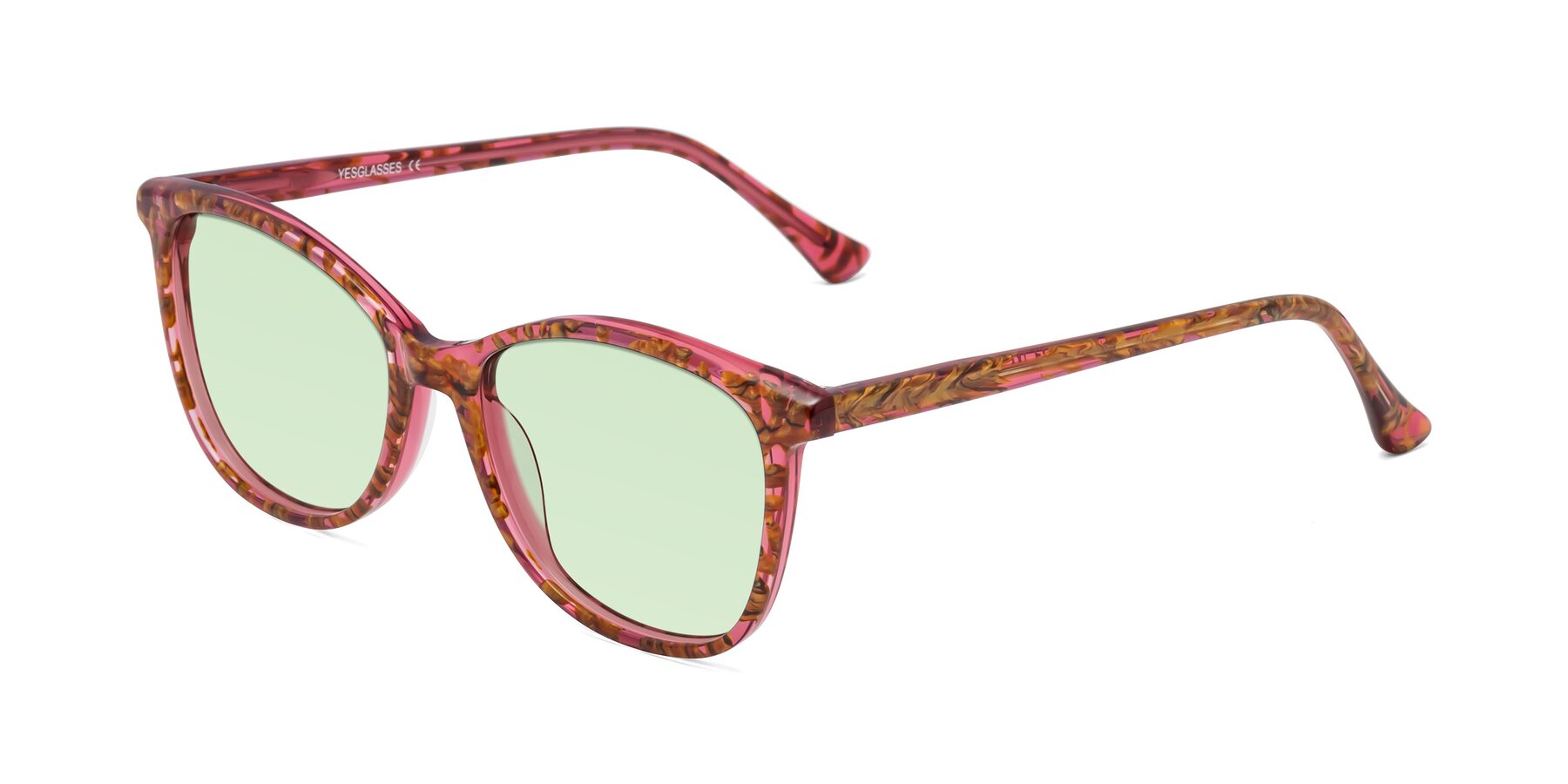 Angle of Creek in Red Floral with Light Green Tinted Lenses