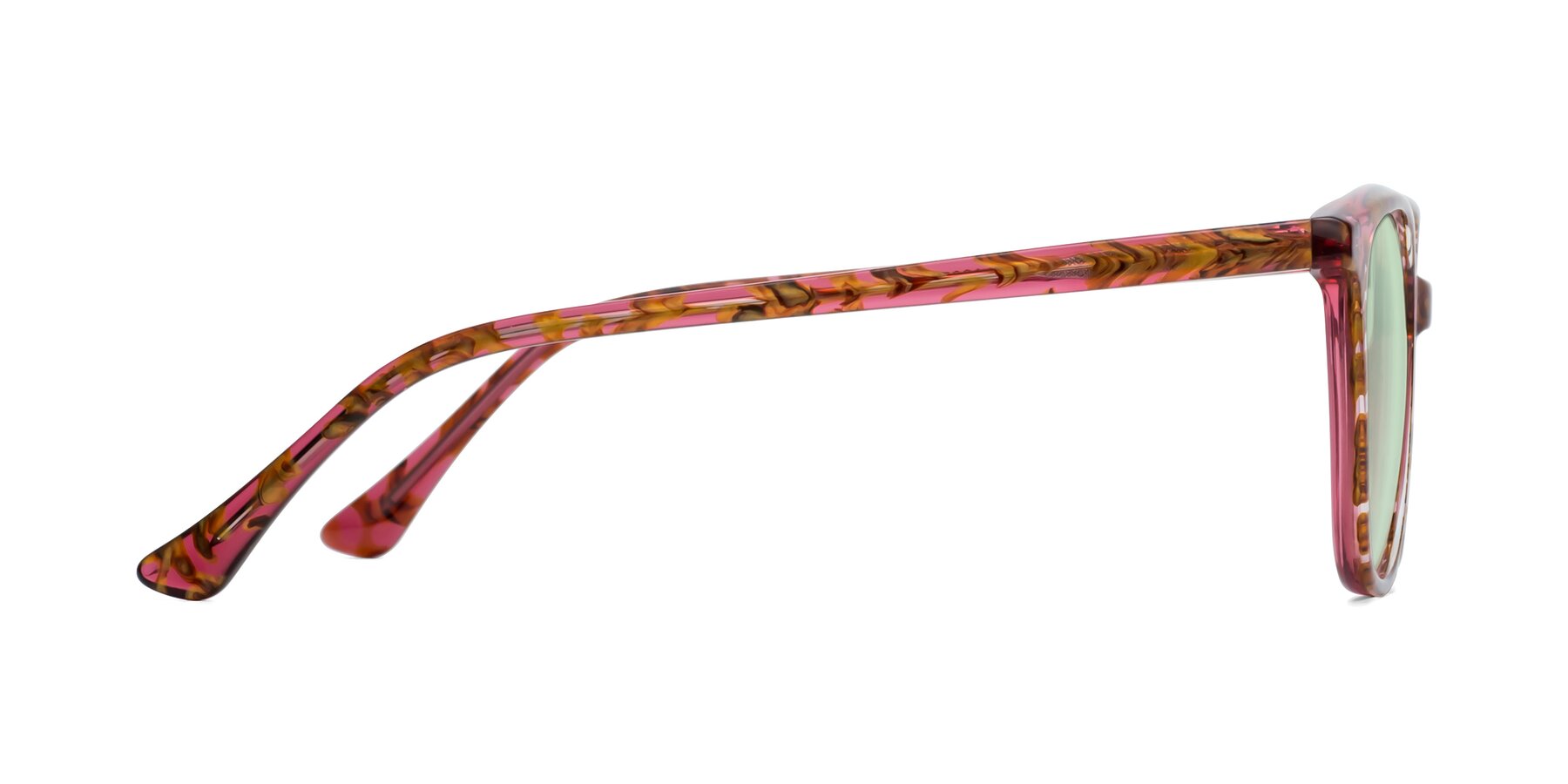 Side of Creek in Red Floral with Light Green Tinted Lenses