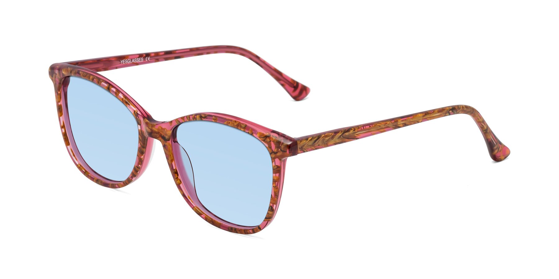 Angle of Creek in Red Floral with Light Blue Tinted Lenses