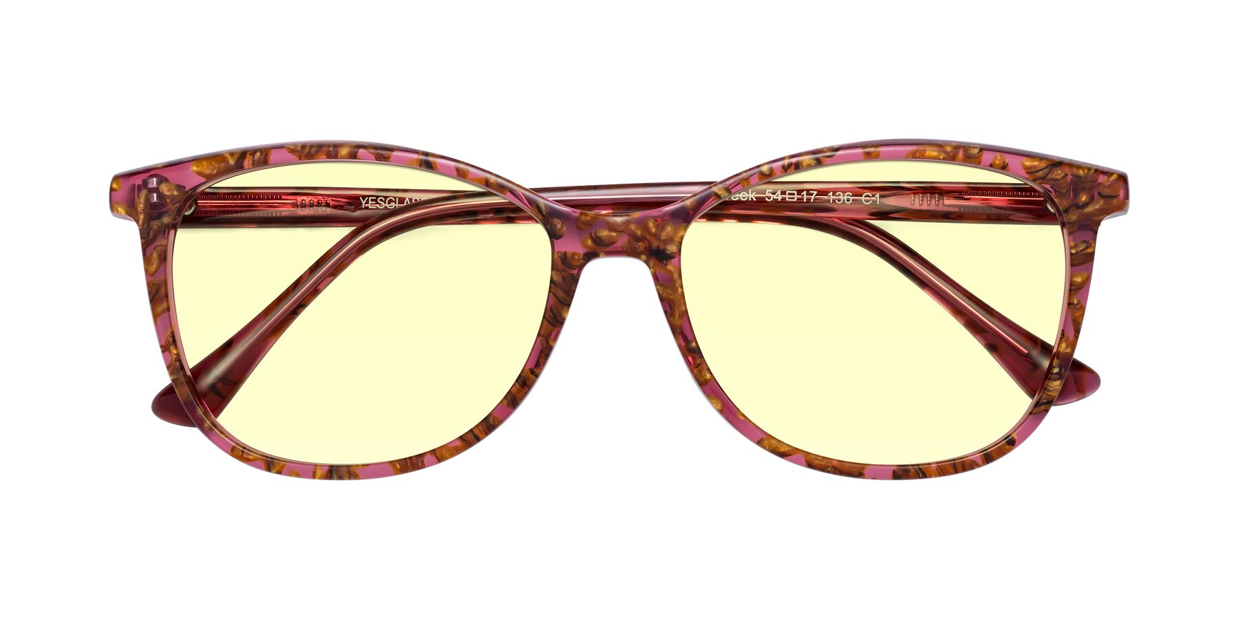 Folded Front of Creek in Red Floral with Light Yellow Tinted Lenses