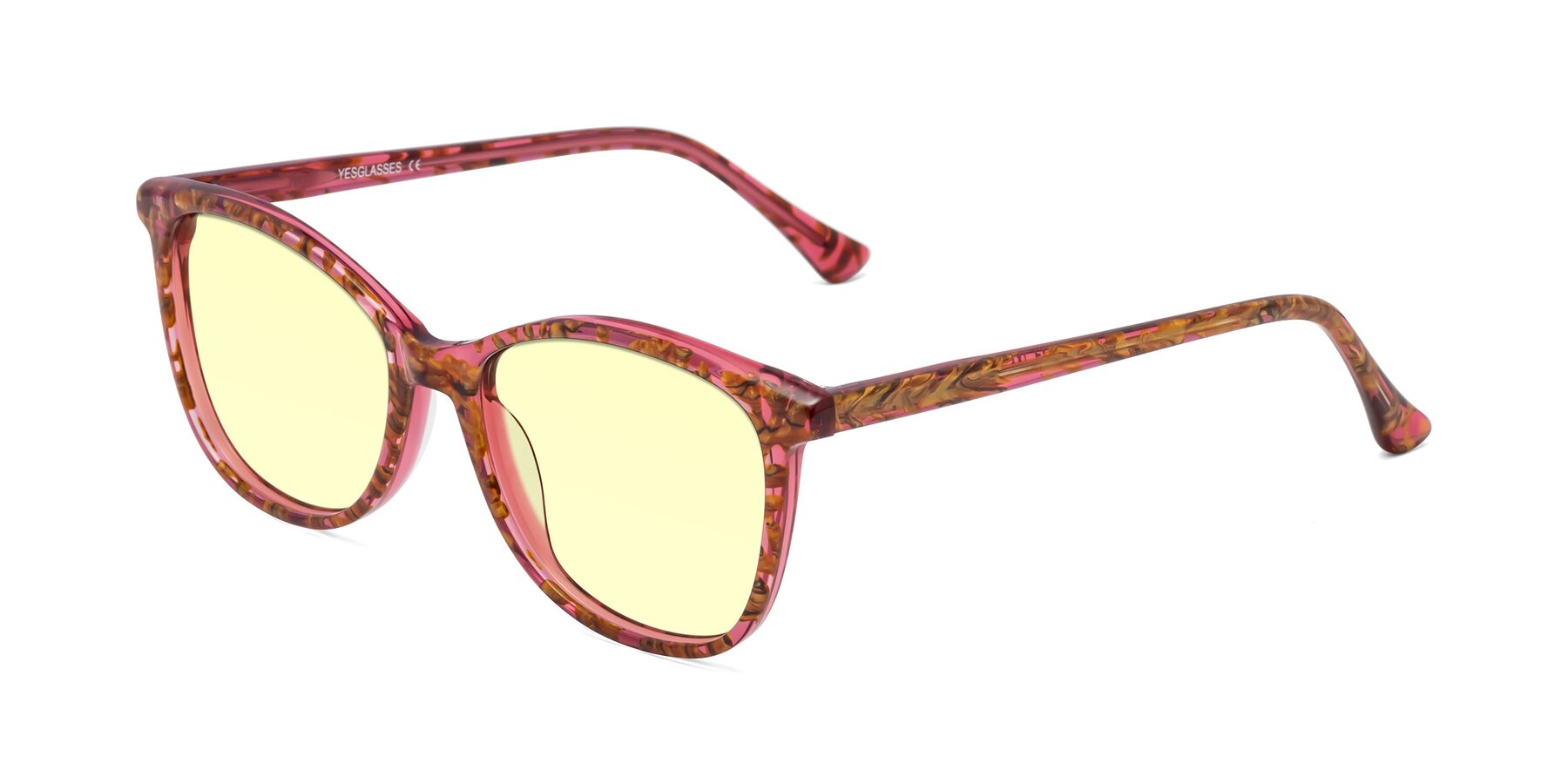 Angle of Creek in Red Floral with Light Yellow Tinted Lenses