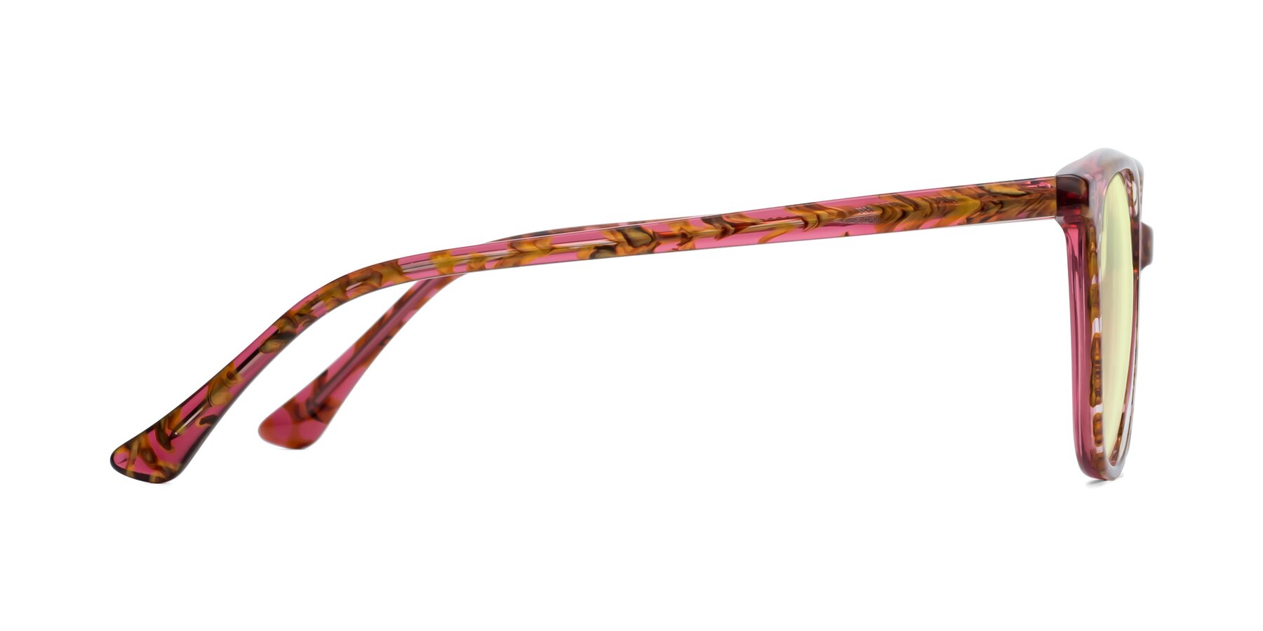 Side of Creek in Red Floral with Light Yellow Tinted Lenses