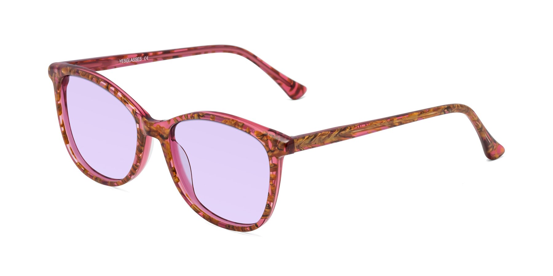 Angle of Creek in Red Floral with Light Purple Tinted Lenses