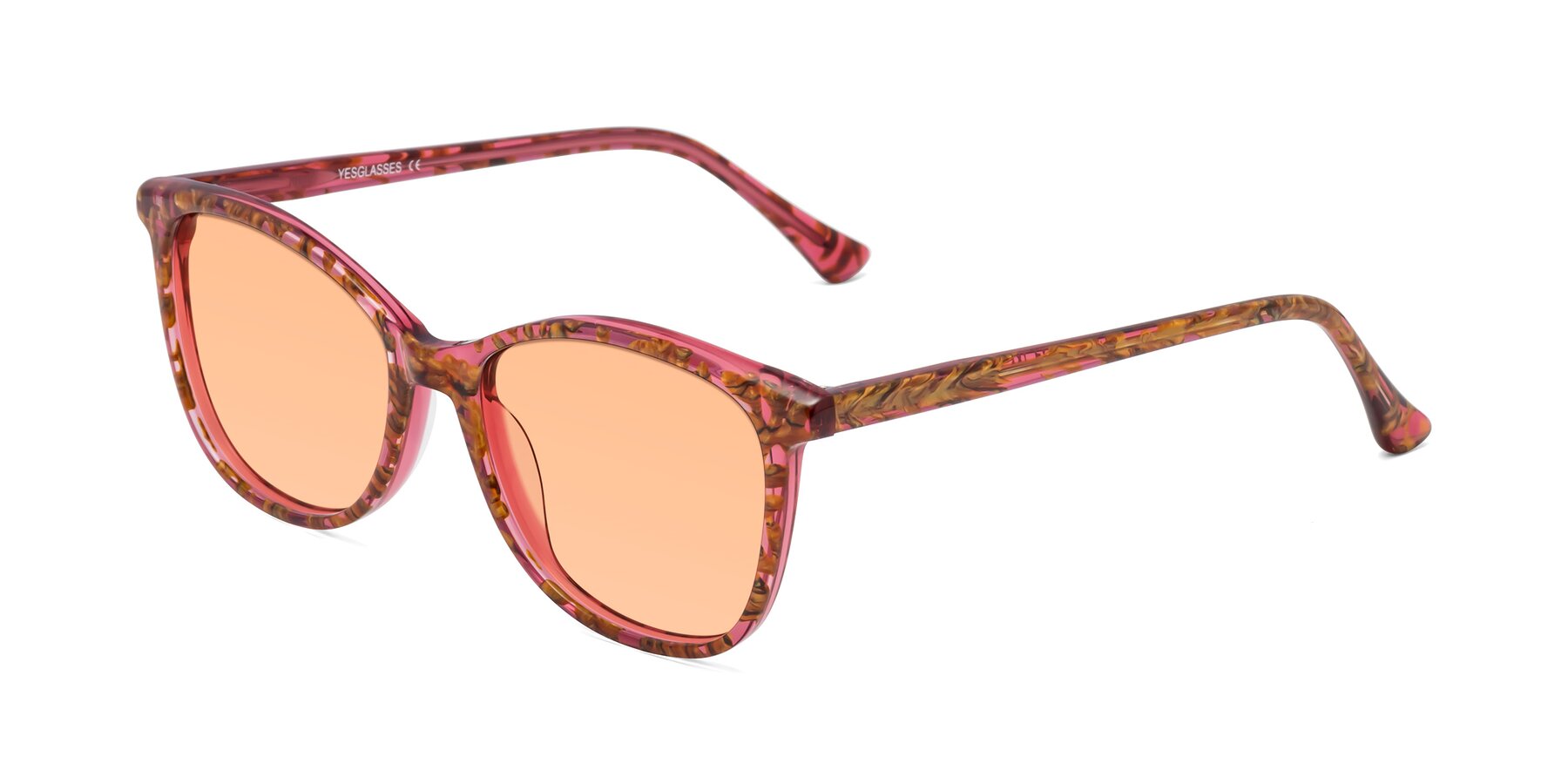 Angle of Creek in Red Floral with Light Orange Tinted Lenses