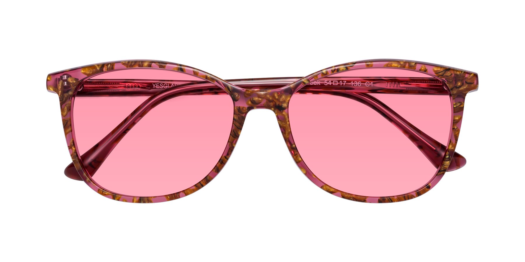 Folded Front of Creek in Red Floral with Pink Tinted Lenses