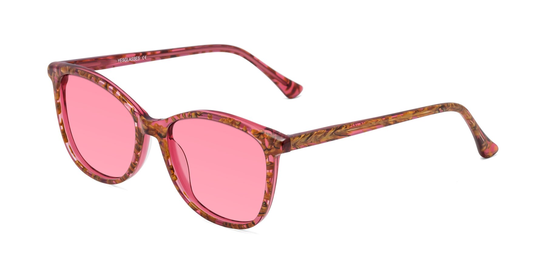 Angle of Creek in Red Floral with Pink Tinted Lenses