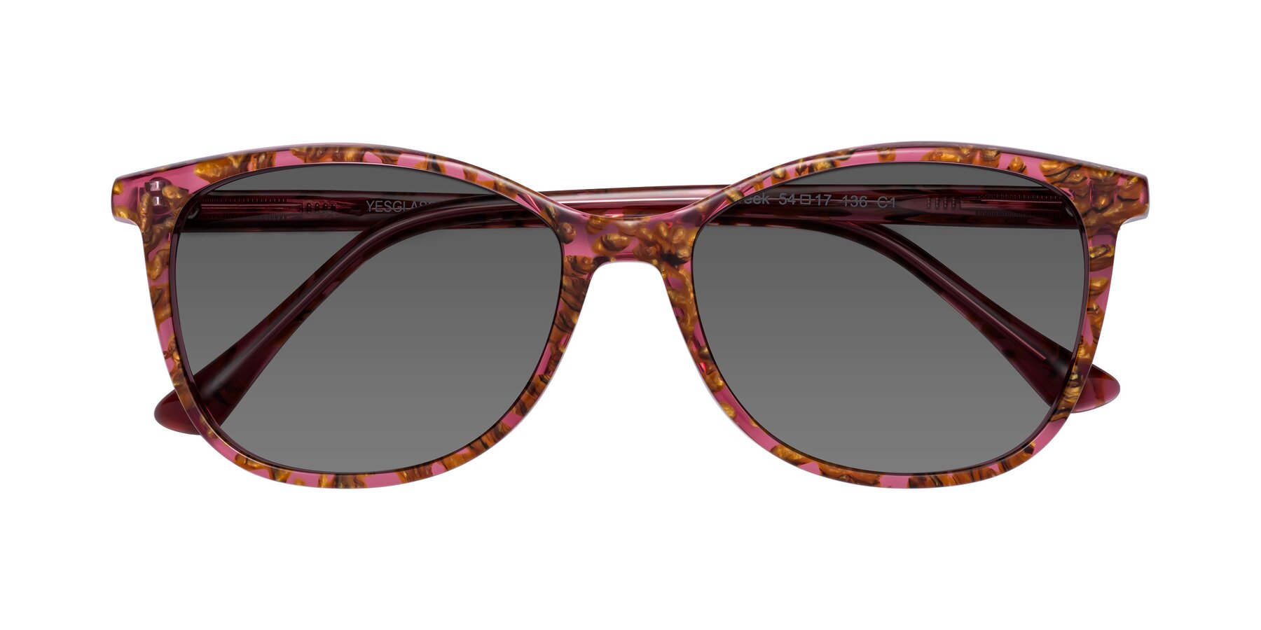 Folded Front of Creek in Red Floral with Medium Gray Tinted Lenses