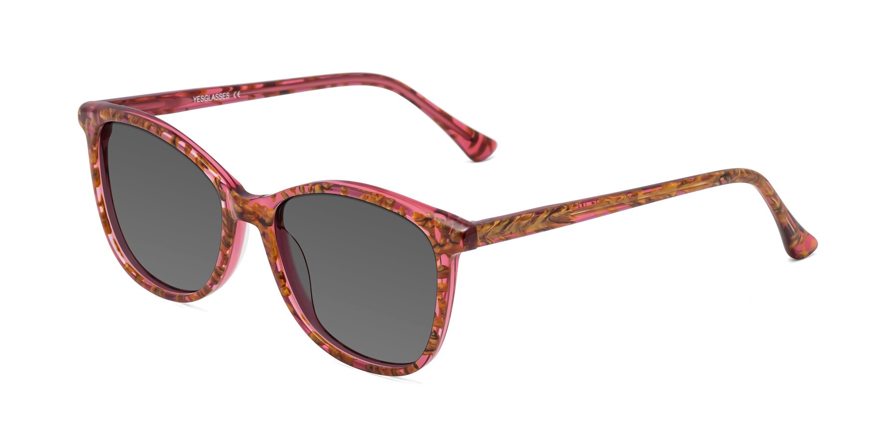 Angle of Creek in Red Floral with Medium Gray Tinted Lenses