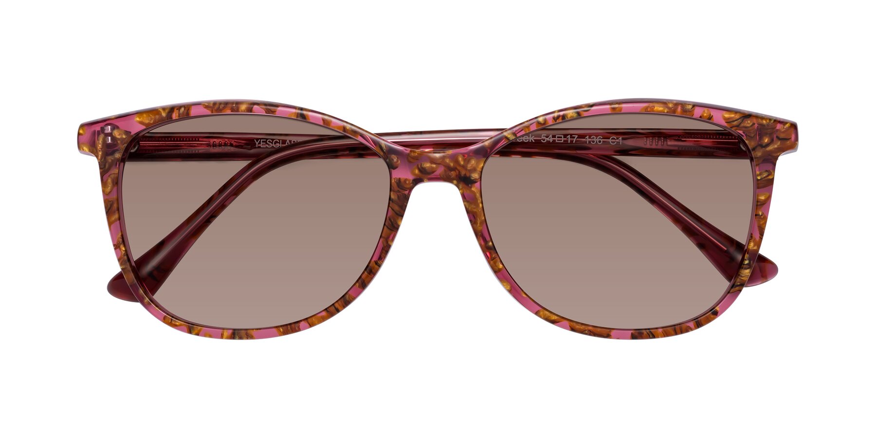 Folded Front of Creek in Red Floral with Medium Brown Tinted Lenses