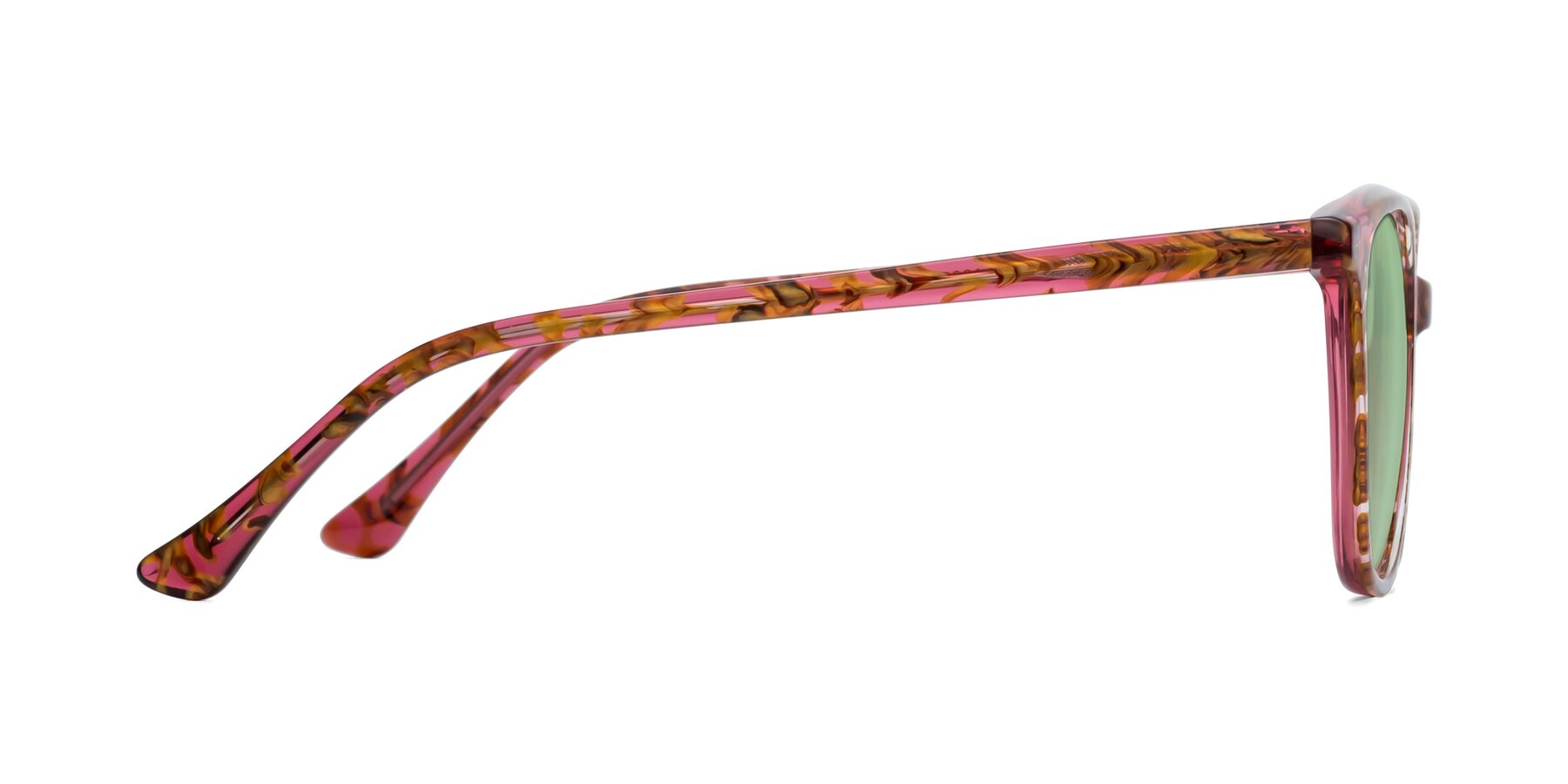 Side of Creek in Red Floral with Medium Green Tinted Lenses