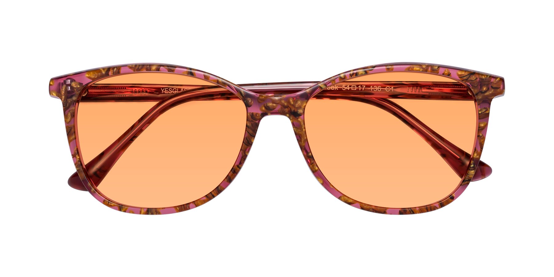 Folded Front of Creek in Red Floral with Medium Orange Tinted Lenses