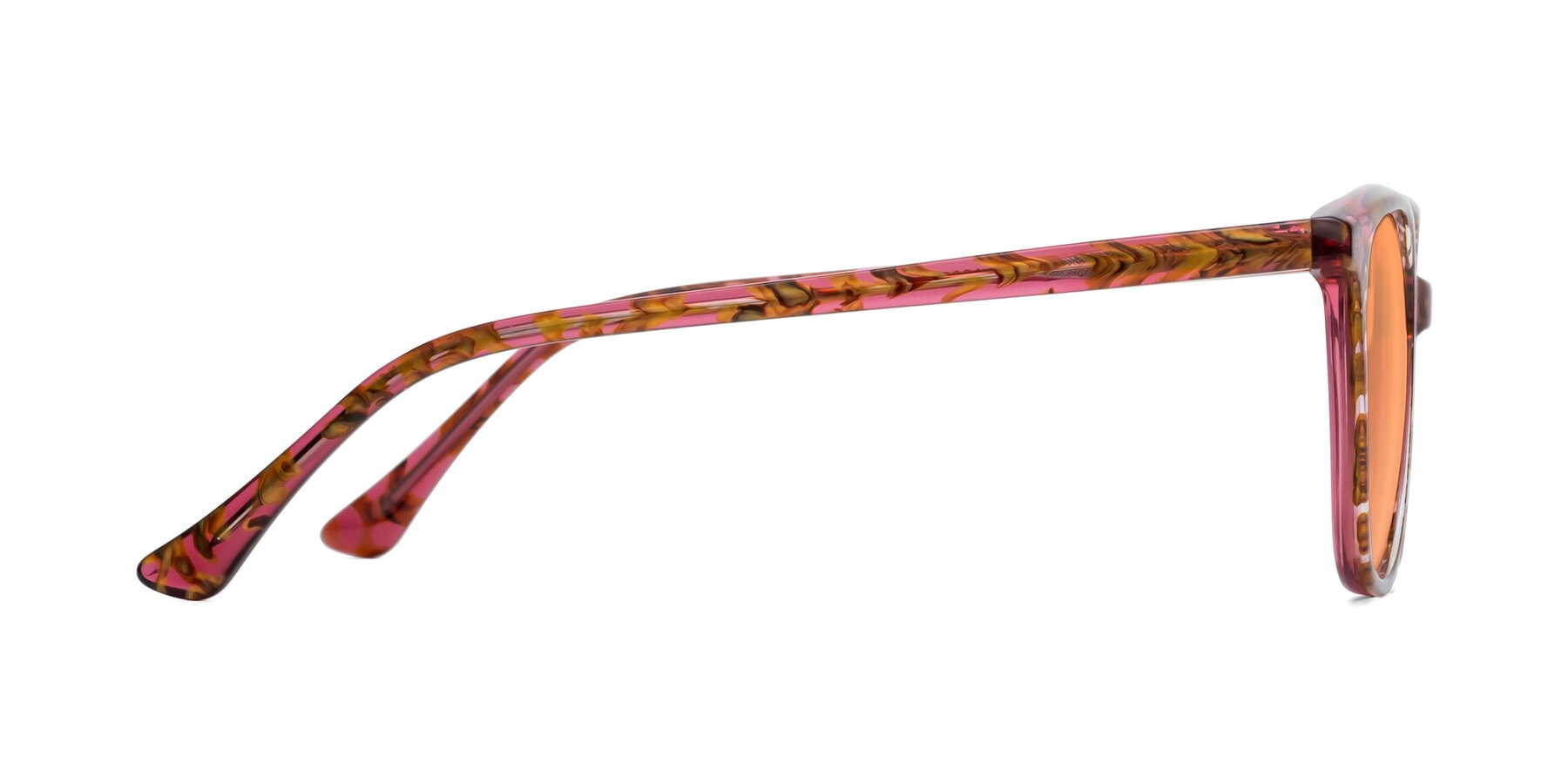 Side of Creek in Red Floral with Medium Orange Tinted Lenses