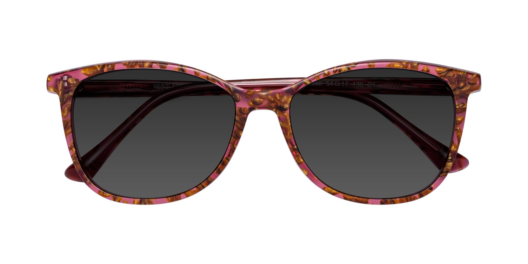 Folded Front of Creek in Red Floral with Gray Tinted Lenses