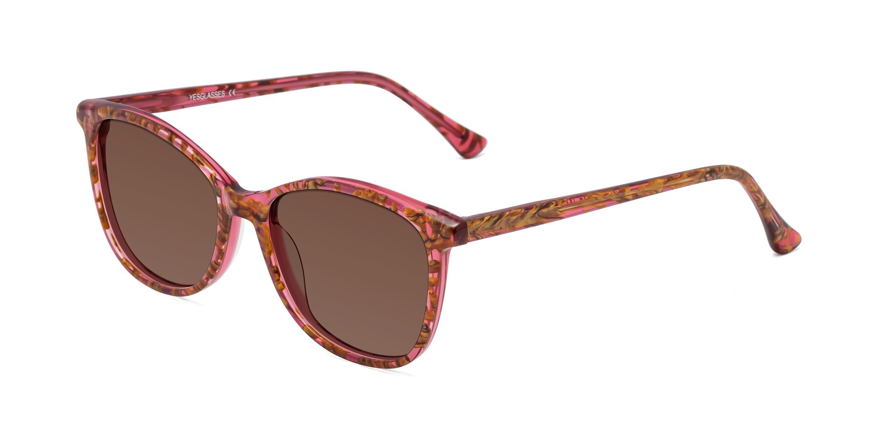 Angle of Creek in Red Floral with Brown Tinted Lenses