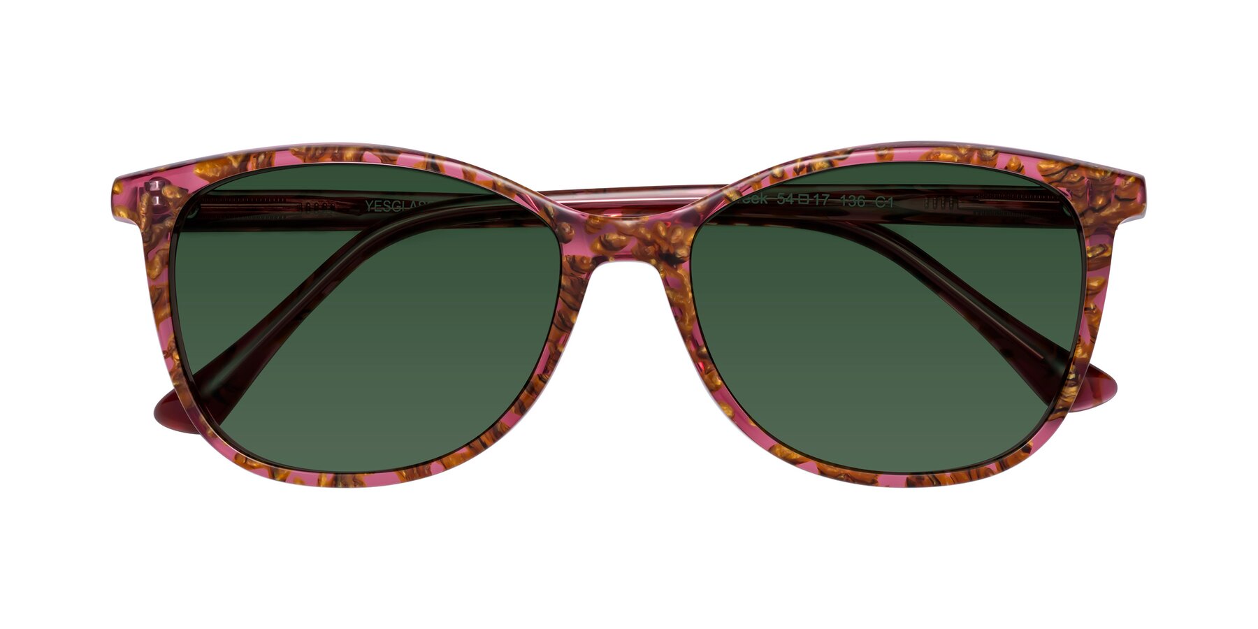Folded Front of Creek in Red Floral with Green Tinted Lenses