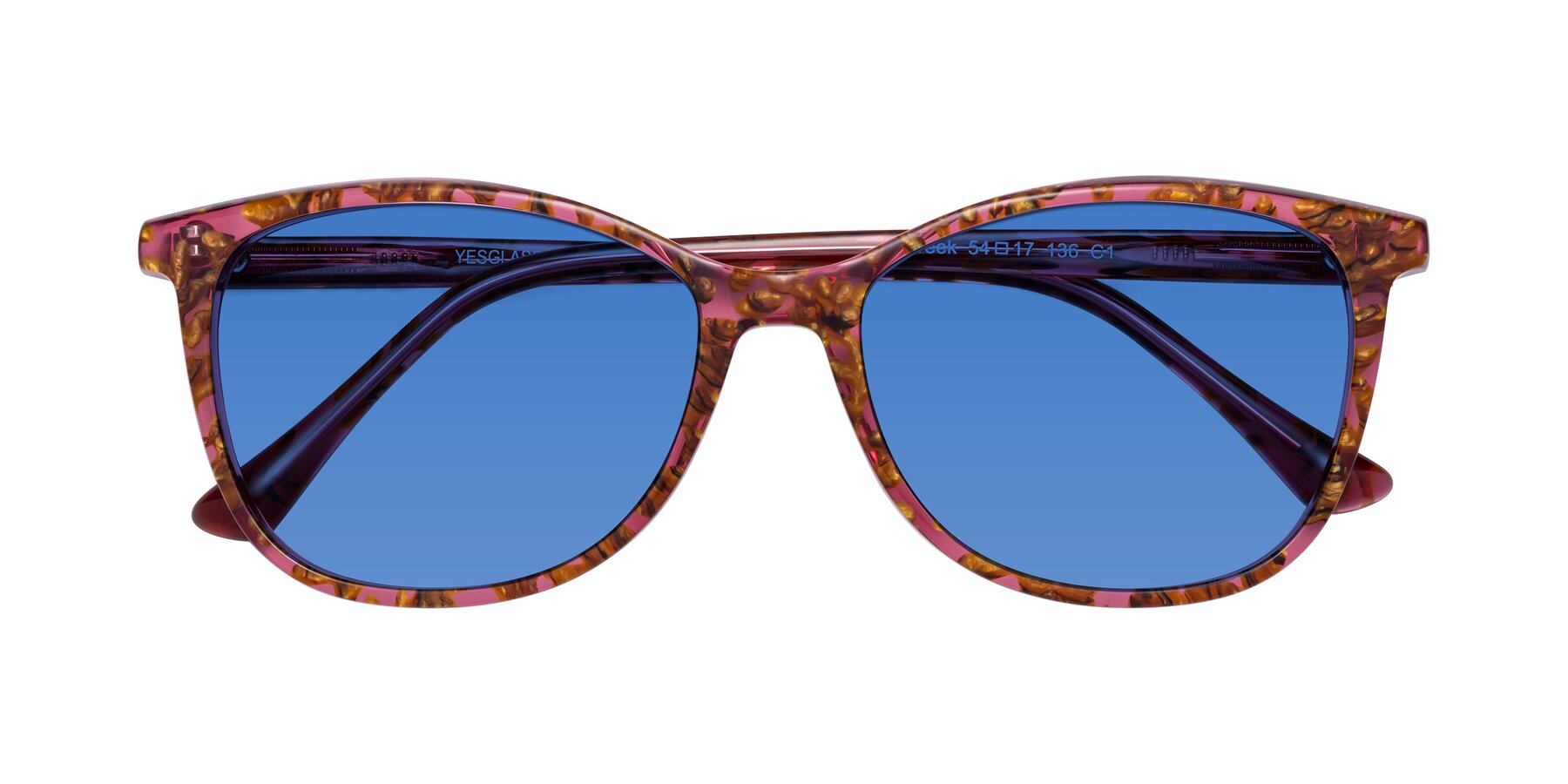 Folded Front of Creek in Red Floral with Blue Tinted Lenses