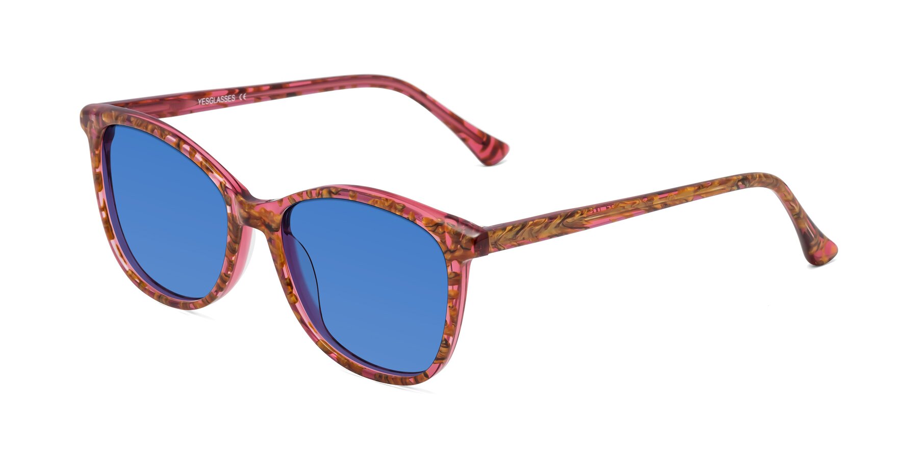 Angle of Creek in Red Floral with Blue Tinted Lenses
