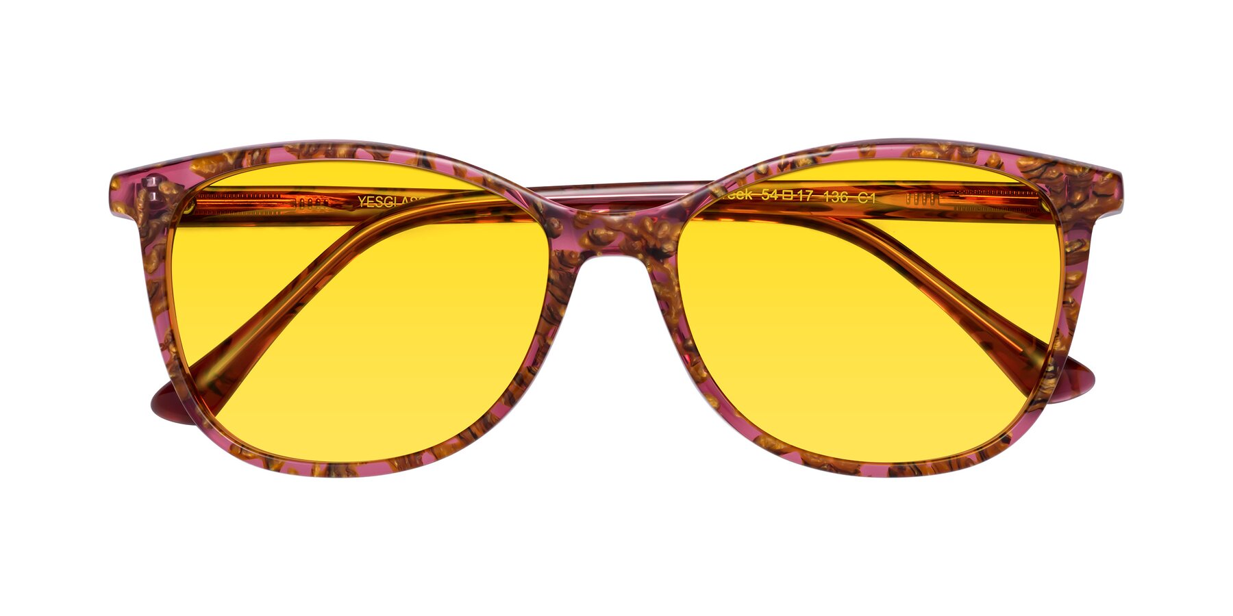 Folded Front of Creek in Red Floral with Yellow Tinted Lenses