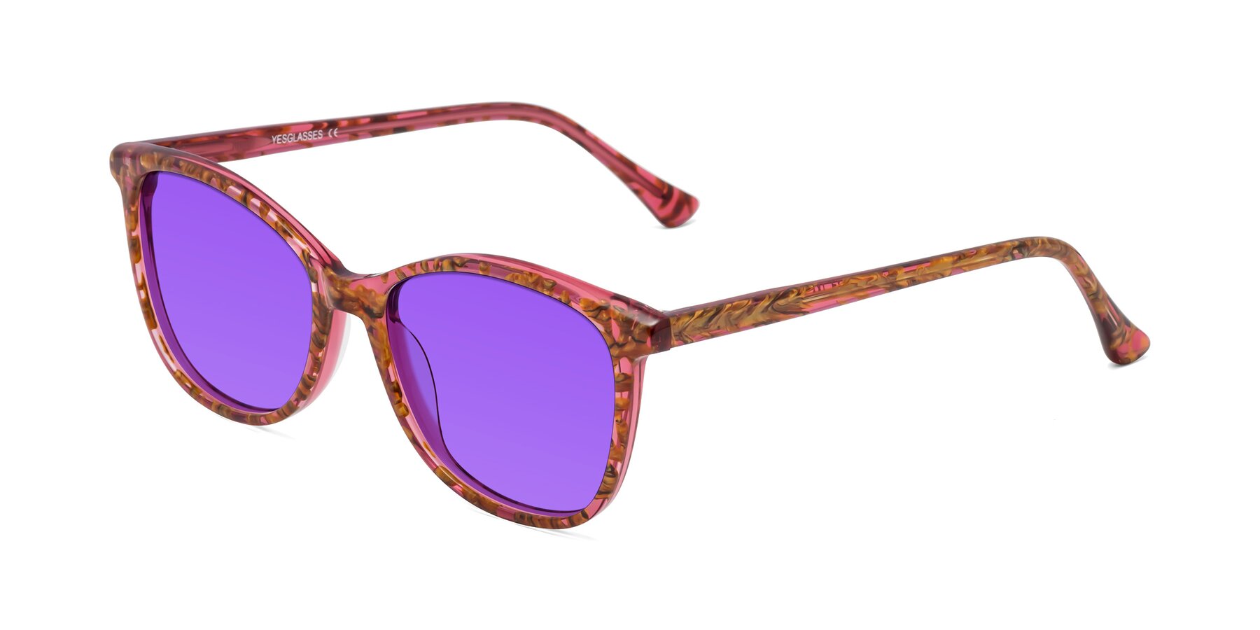 Angle of Creek in Red Floral with Purple Tinted Lenses