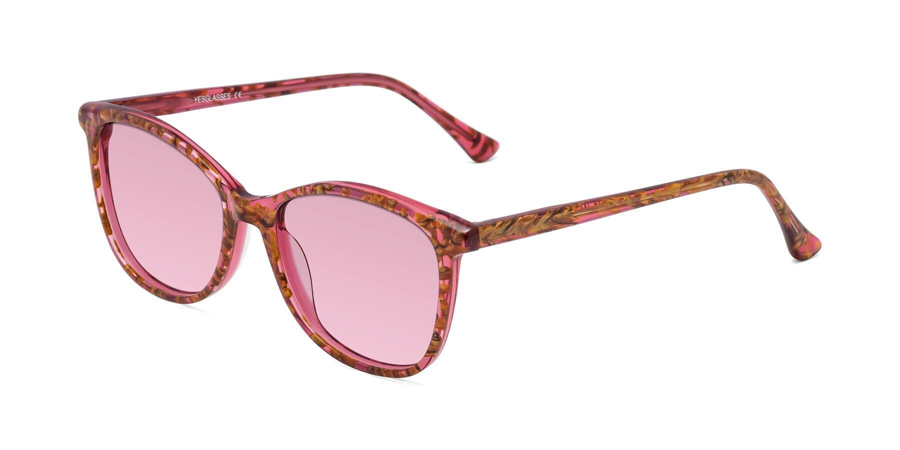 Angle of Creek in Red Floral with Light Wine Tinted Lenses