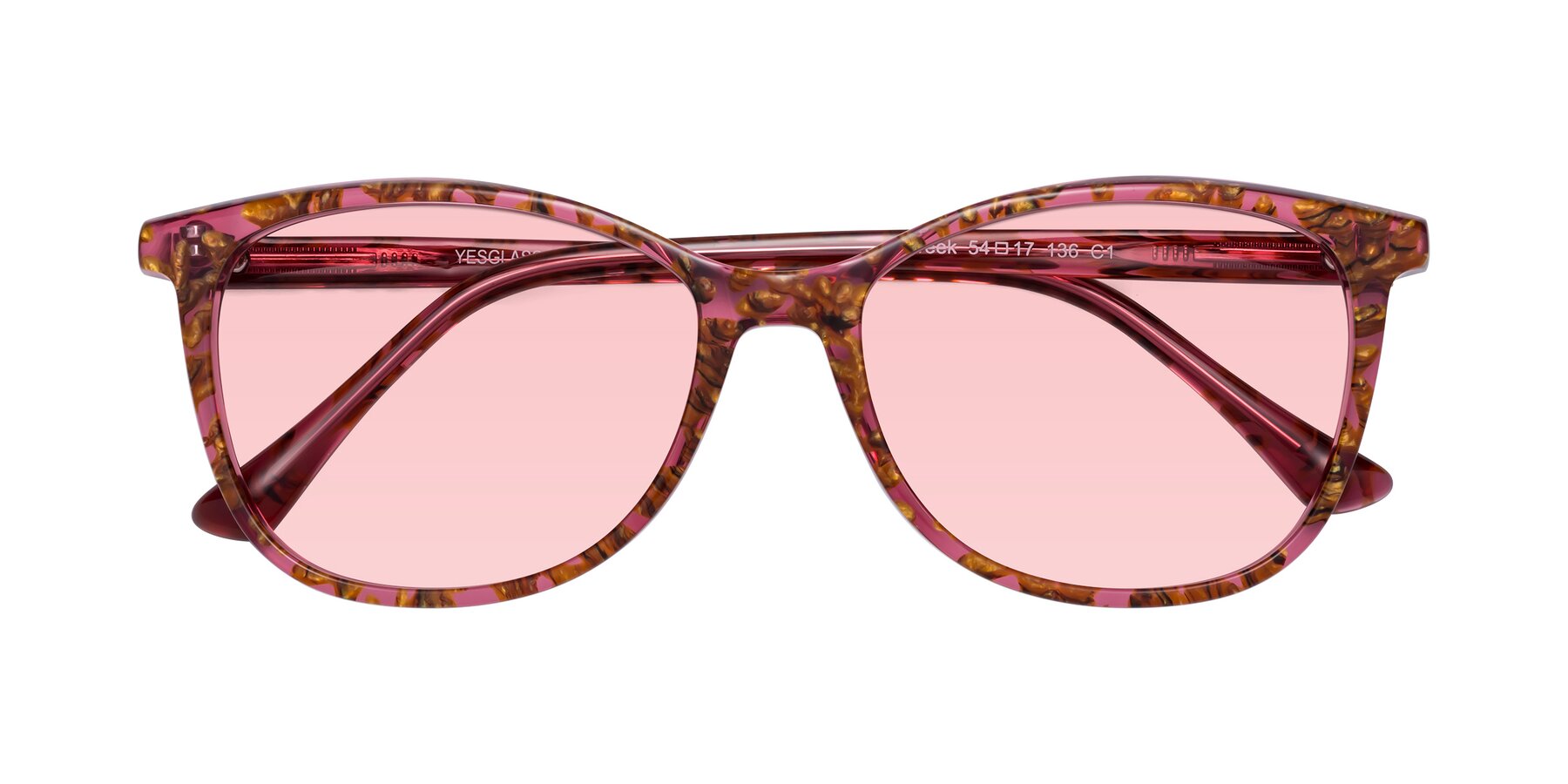 Folded Front of Creek in Red Floral with Light Garnet Tinted Lenses