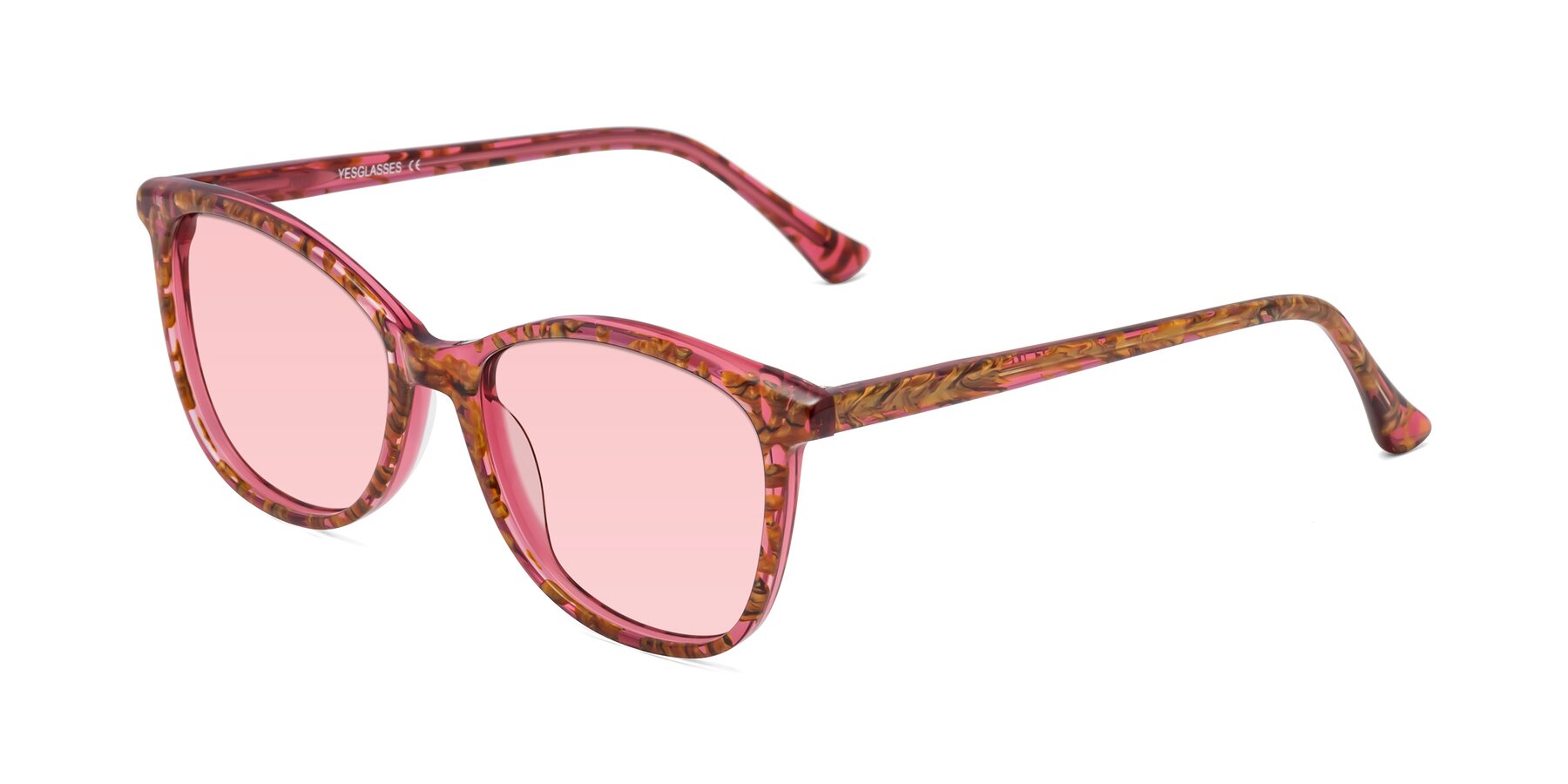 Angle of Creek in Red Floral with Light Garnet Tinted Lenses