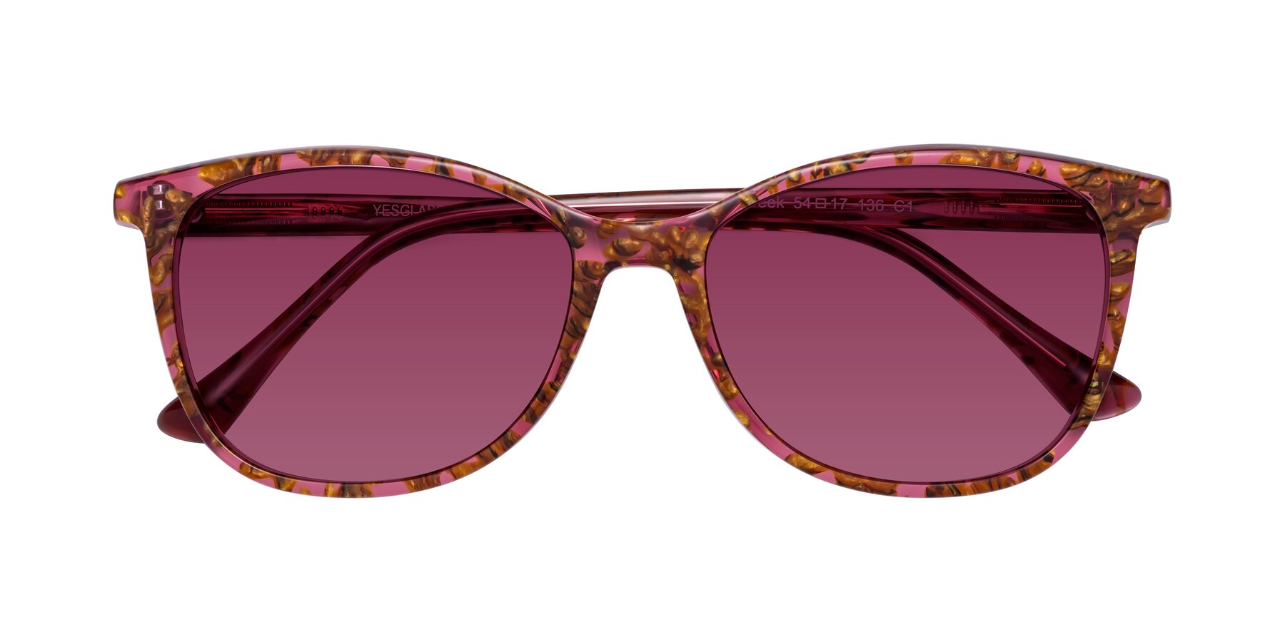 Folded Front of Creek in Red Floral with Wine Tinted Lenses