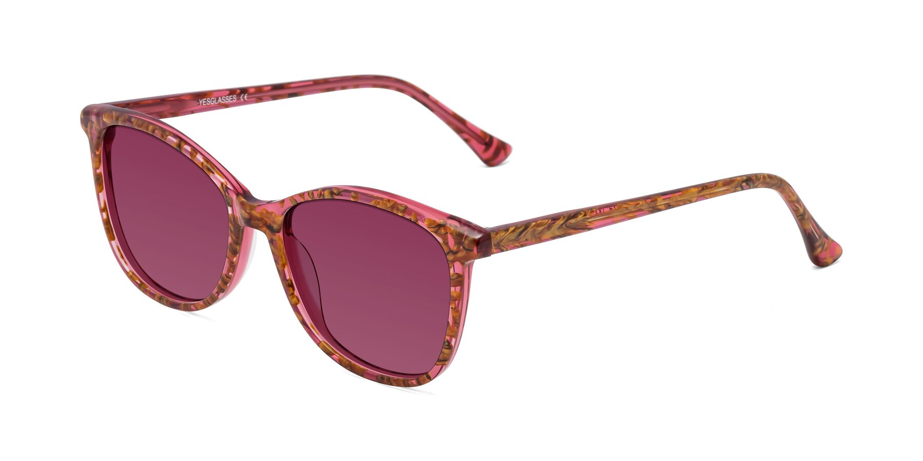 Angle of Creek in Red Floral with Wine Tinted Lenses