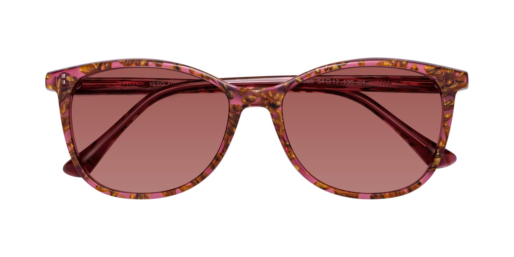 Folded Front of Creek in Red Floral with Garnet Tinted Lenses