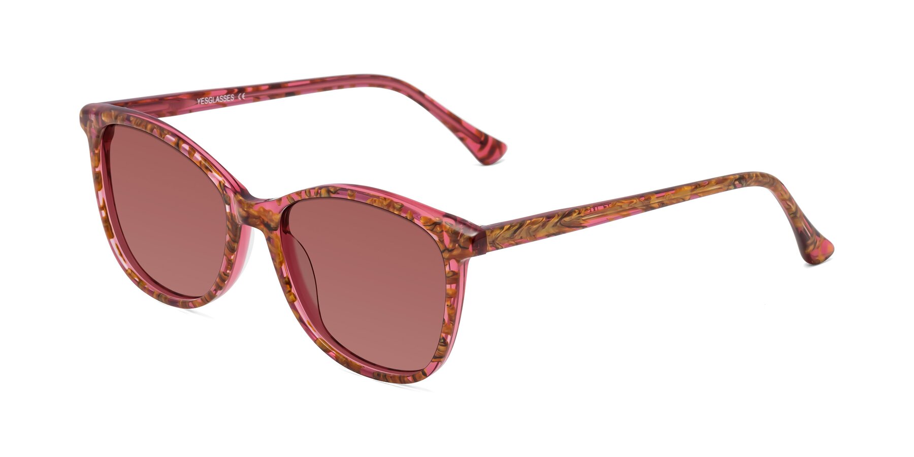 Angle of Creek in Red Floral with Garnet Tinted Lenses