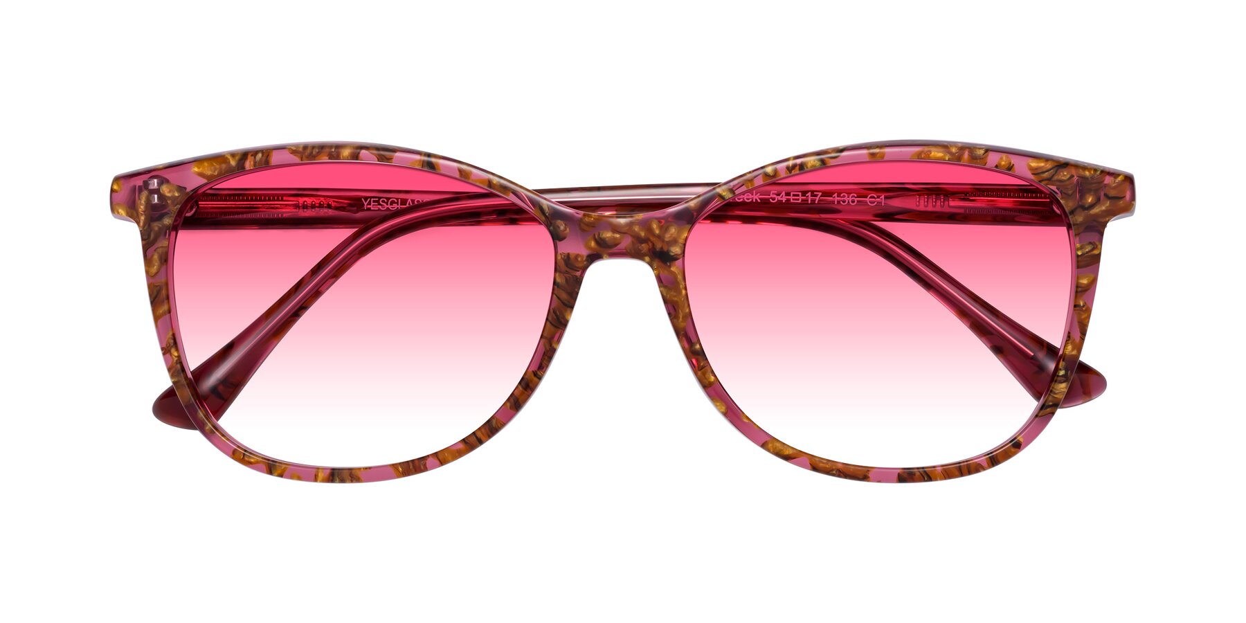 Folded Front of Creek in Red Floral with Pink Gradient Lenses