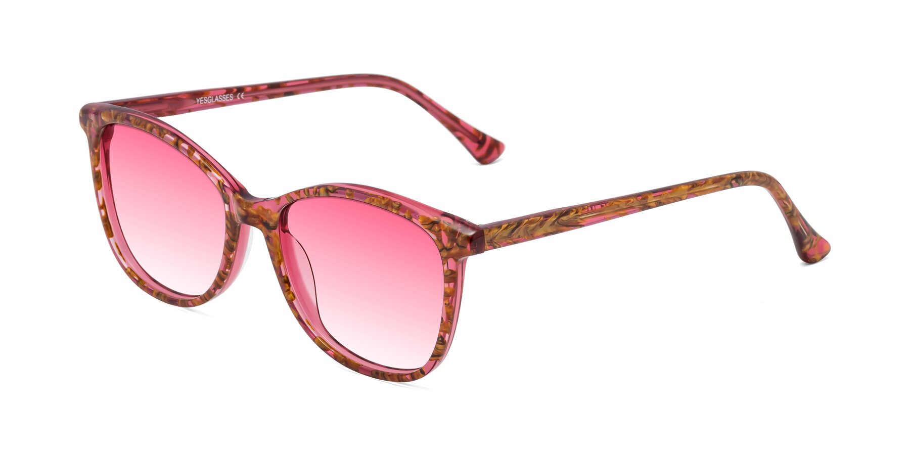 Angle of Creek in Red Floral with Pink Gradient Lenses