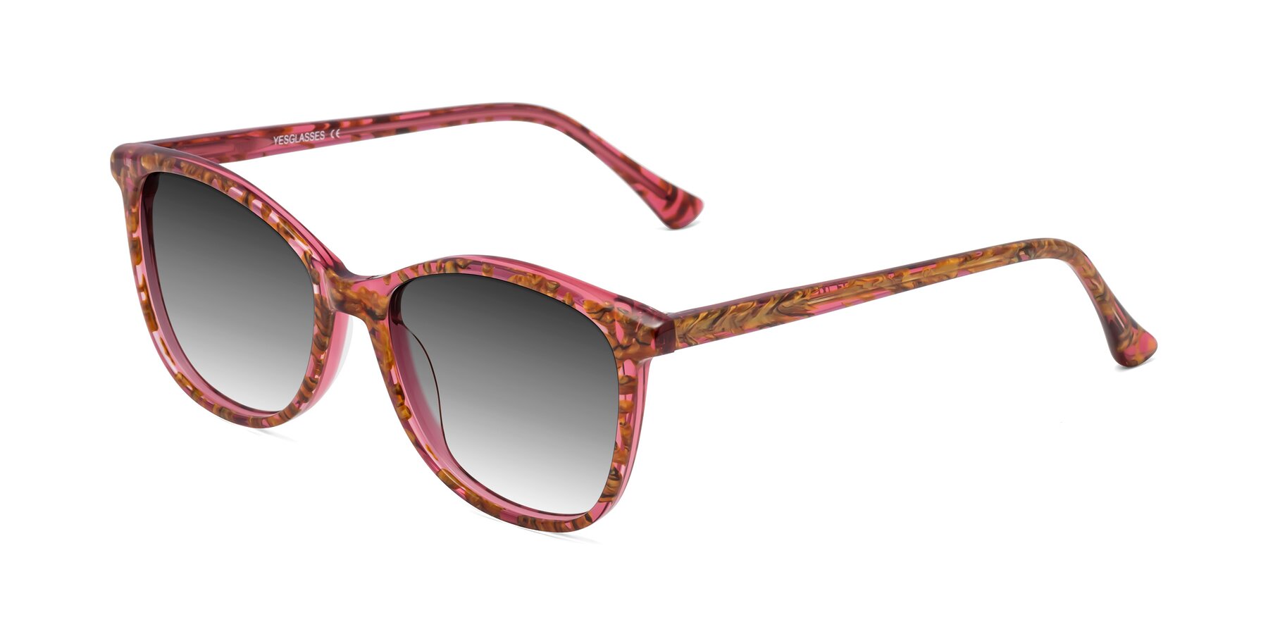 Angle of Creek in Red Floral with Gray Gradient Lenses