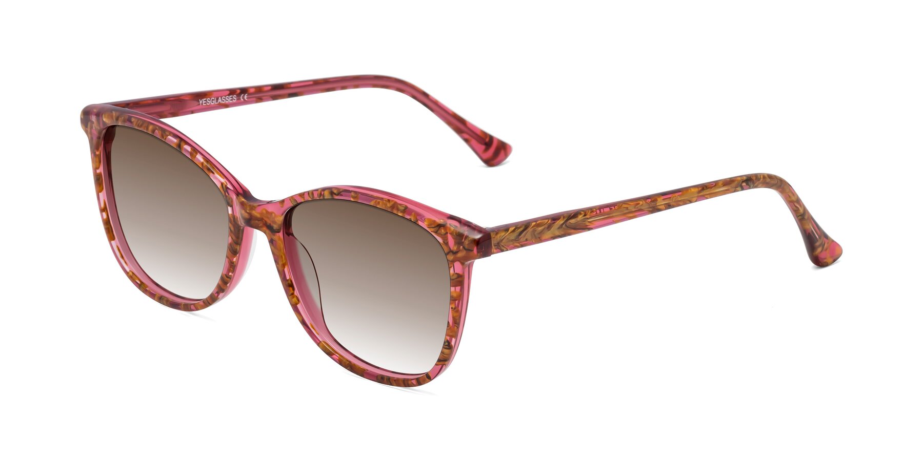 Angle of Creek in Red Floral with Brown Gradient Lenses