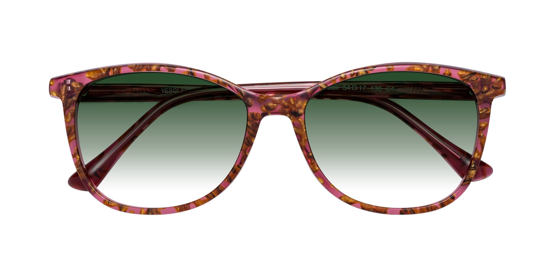 Folded Front of Creek in Red Floral with Green Gradient Lenses